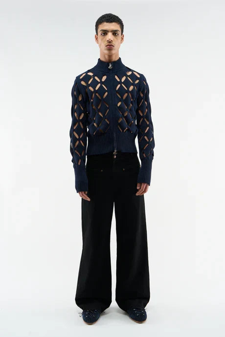 Scuffers Cambodia Holes Navy Zipper Knit