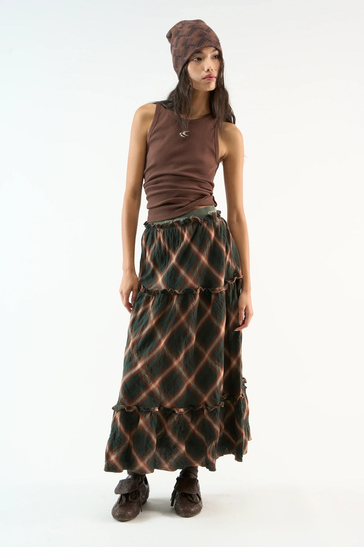 Scuffers Tartan Midi Skirt