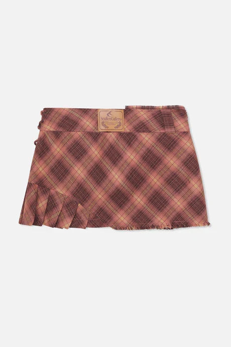 Scuffers Pleat Burgundy Checkered Skirt