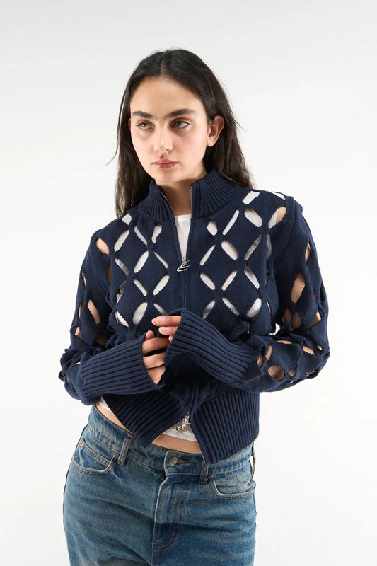 Scuffers Cambodia Holes Navy Zipper Knit